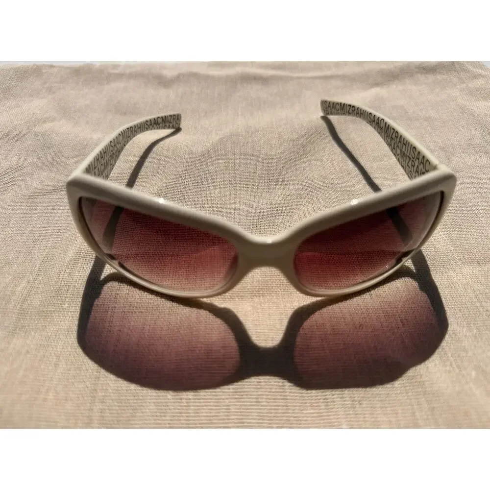 Isaac Mizrahi Oversized Sunglasses Cream Ivory Pink Gradient Retro Y2K